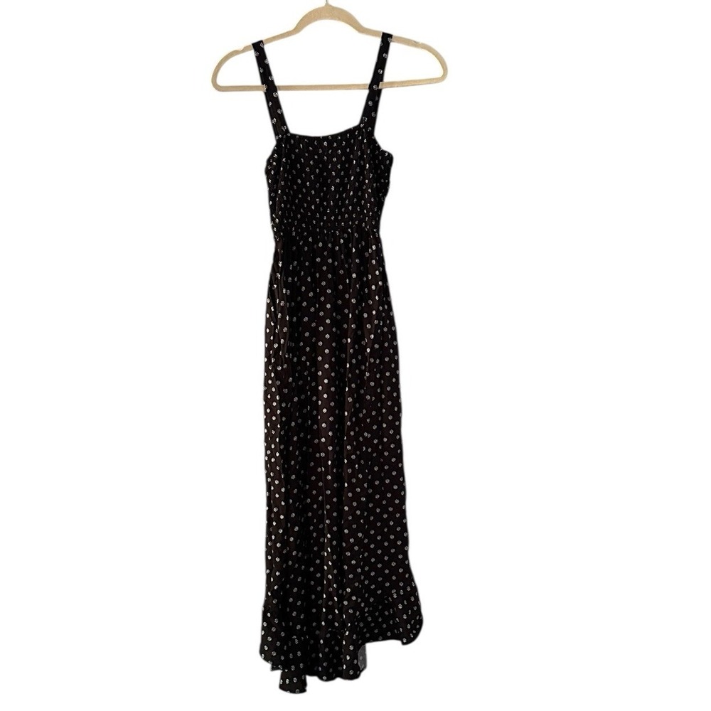 Hollister Ditsy Floral Maxi Sundress Women XS Black Ruffle Whimsigoth Fairy Goth - Picture 3 of 11